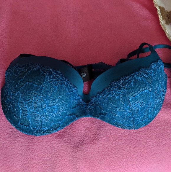 Calvin Klein Push-Up Turquoise/Blue Lace 32D - Picture 1 of 4